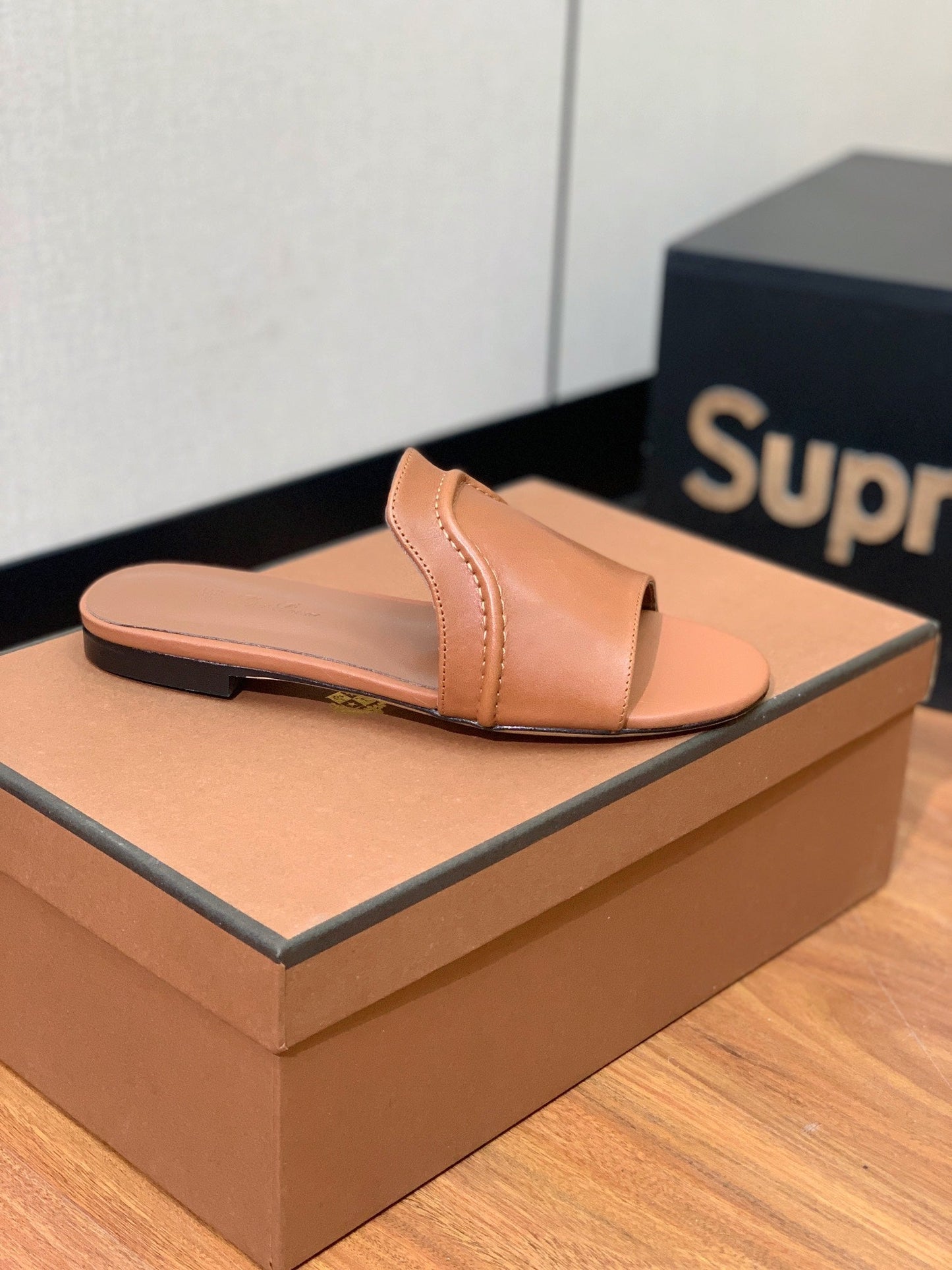LP HIGHT TOP FLAT SLIPPERS TAWNY CALFSKIN - 35