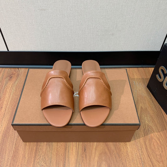 LP HIGHT TOP FLAT SLIPPERS TAWNY CALFSKIN - 35