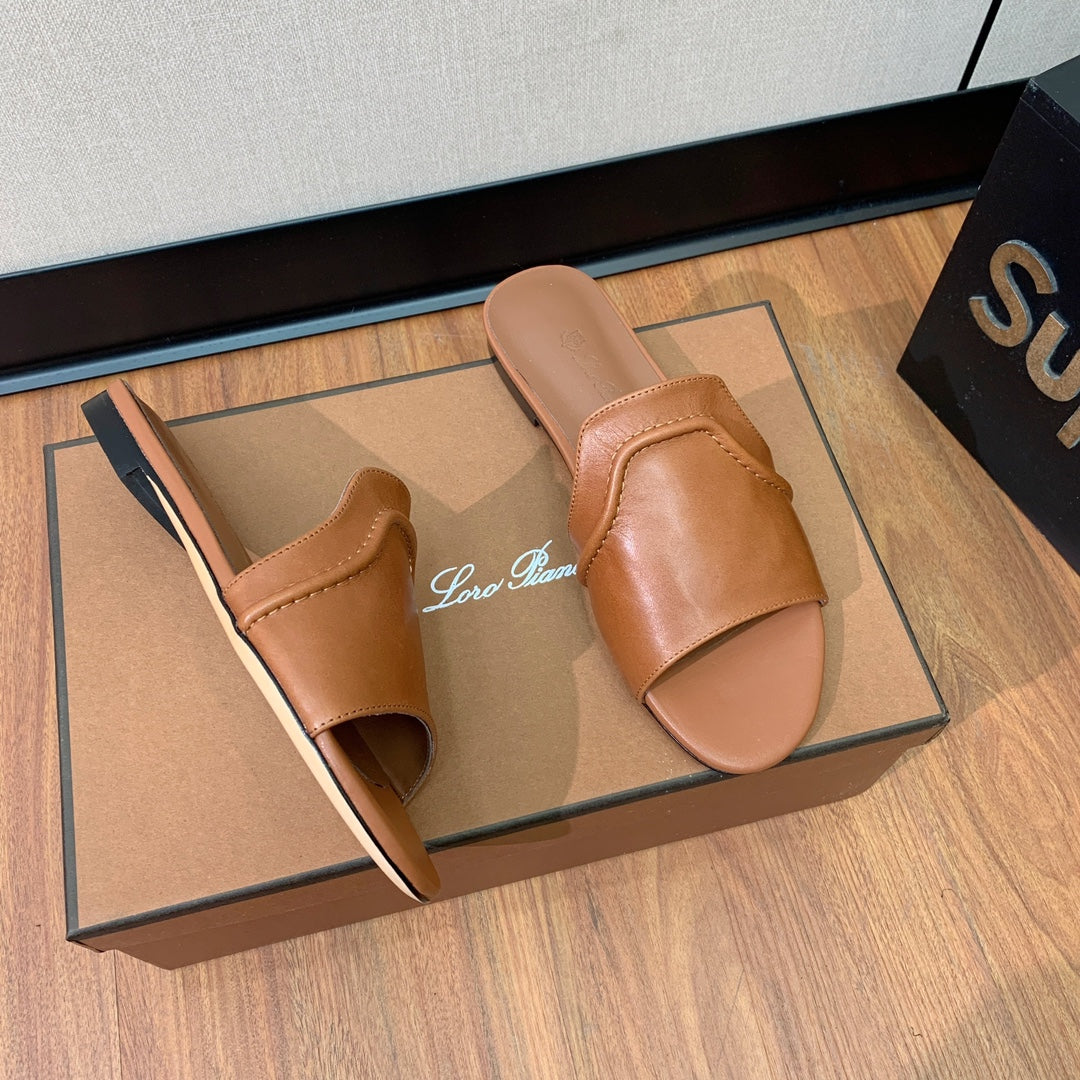 LP HIGHT TOP FLAT SLIPPERS TAWNY CALFSKIN - 35