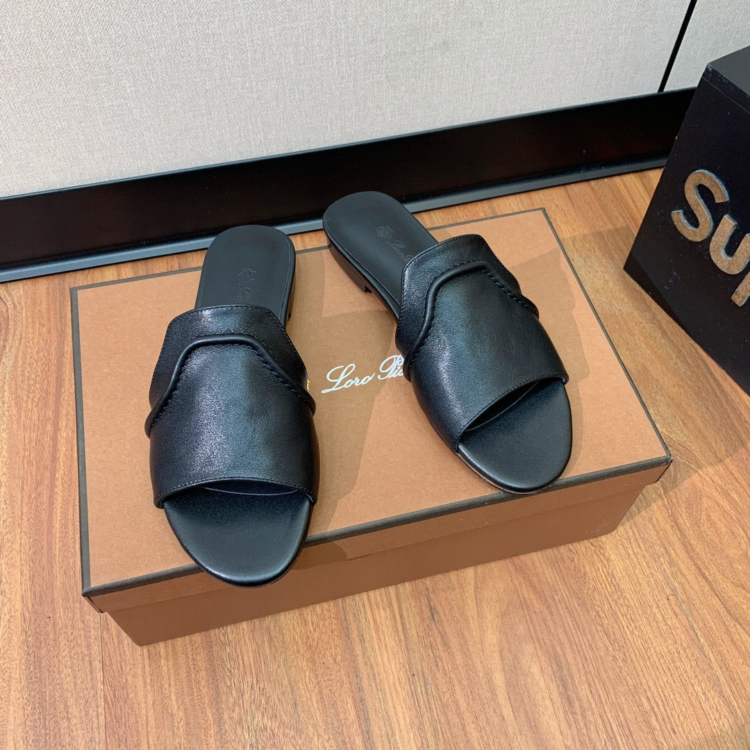 LP HIGHT TOP FLAT SLIPPERS BLACK CALFSKIN - 35