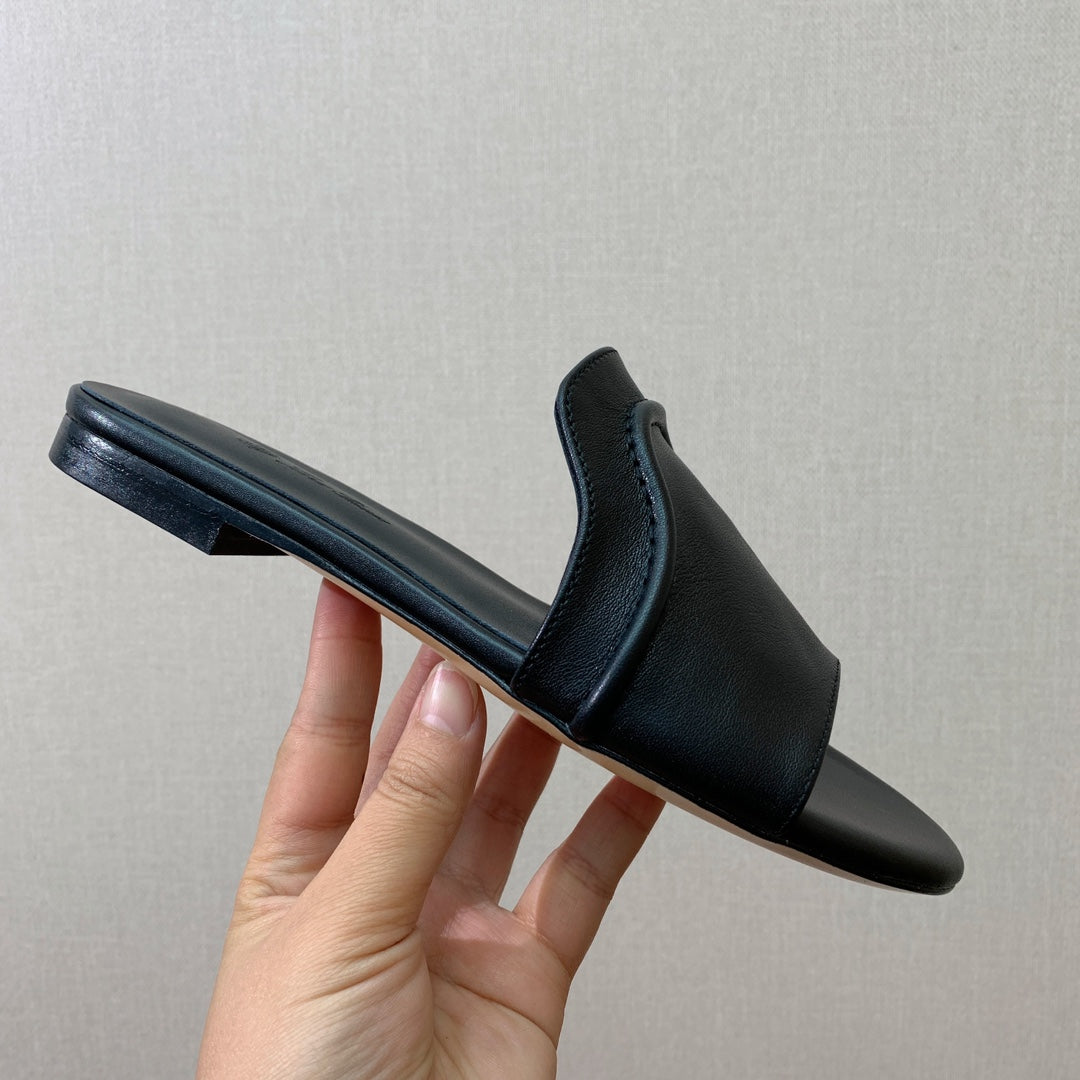LP HIGHT TOP FLAT SLIPPERS BLACK CALFSKIN - 35