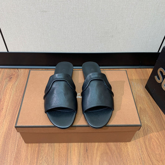 LP HIGHT TOP FLAT SLIPPERS BLACK CALFSKIN - 35