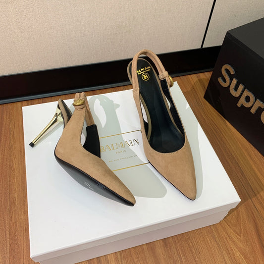 BALMAIN 26S СЛІНГБЕКИ 95 ММ ЗІ СВІТЛО-КОРИЧНЕВОЇ ЗАМШІ