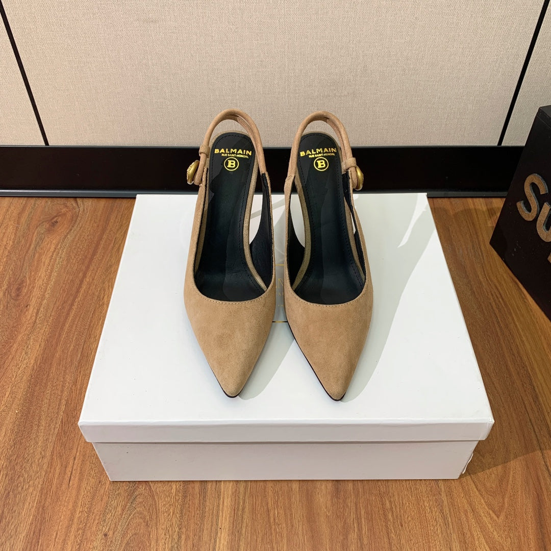 BALMAIN 26S СЛІНГБЕКИ 95 ММ ЗІ СВІТЛО-КОРИЧНЕВОЇ ЗАМШІ