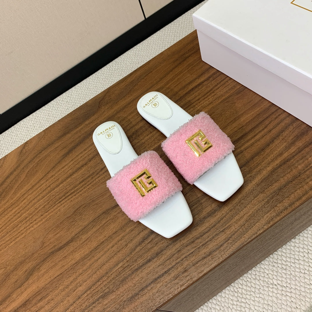 БОСОНІЖКИ BALMAIN 26S З РОЖЕВОЇ ВОВНИ ТА БІЛОЇ ТЕЛЯЧОЇ ШКІРИ