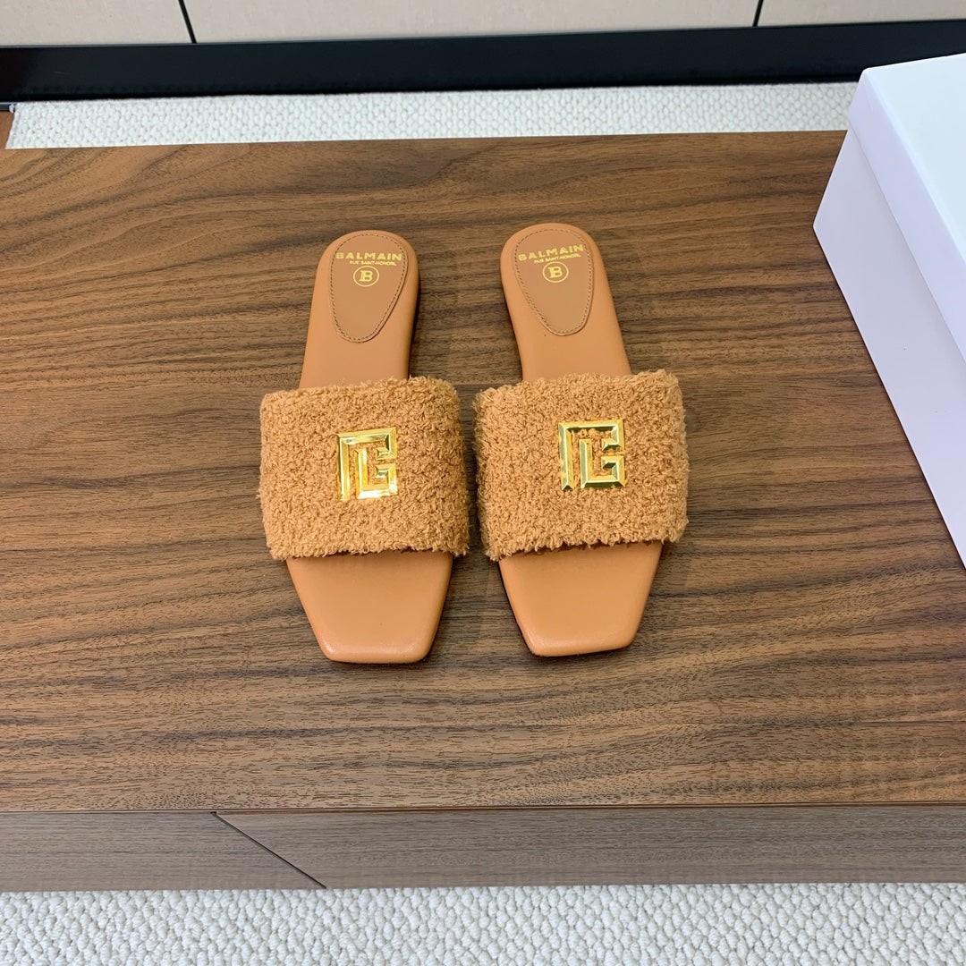БОСОНІЖКИ BALMAIN 26S З ВОВНИ ТА ТЕЛЯЧОЇ ШКІРИ КОЛЬОРУ КЕМЕЛ
