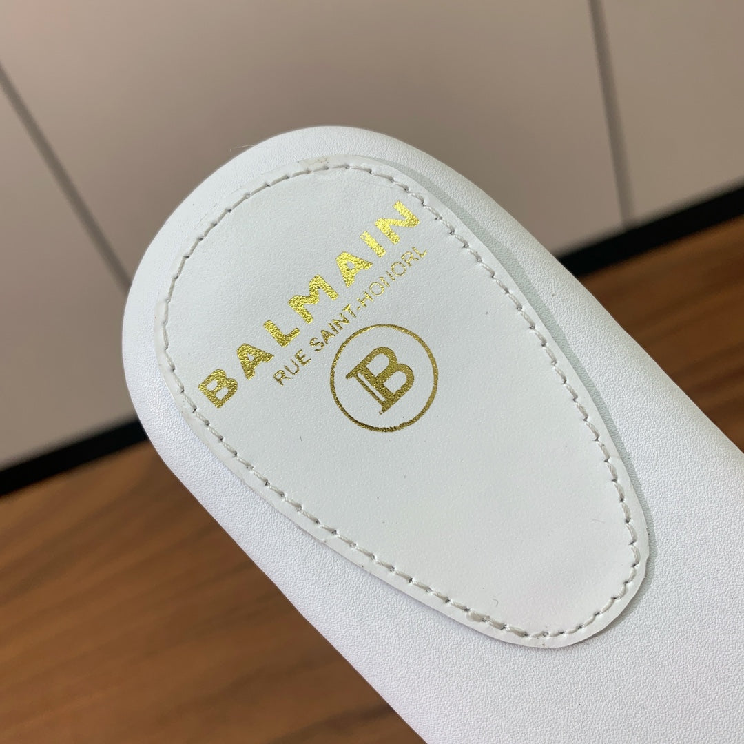 БОСОНІЖКИ BALMAIN 26S З БІЛОЇ ВОВНИ ТА ТЕЛЯЧОЇ ШКІРИ