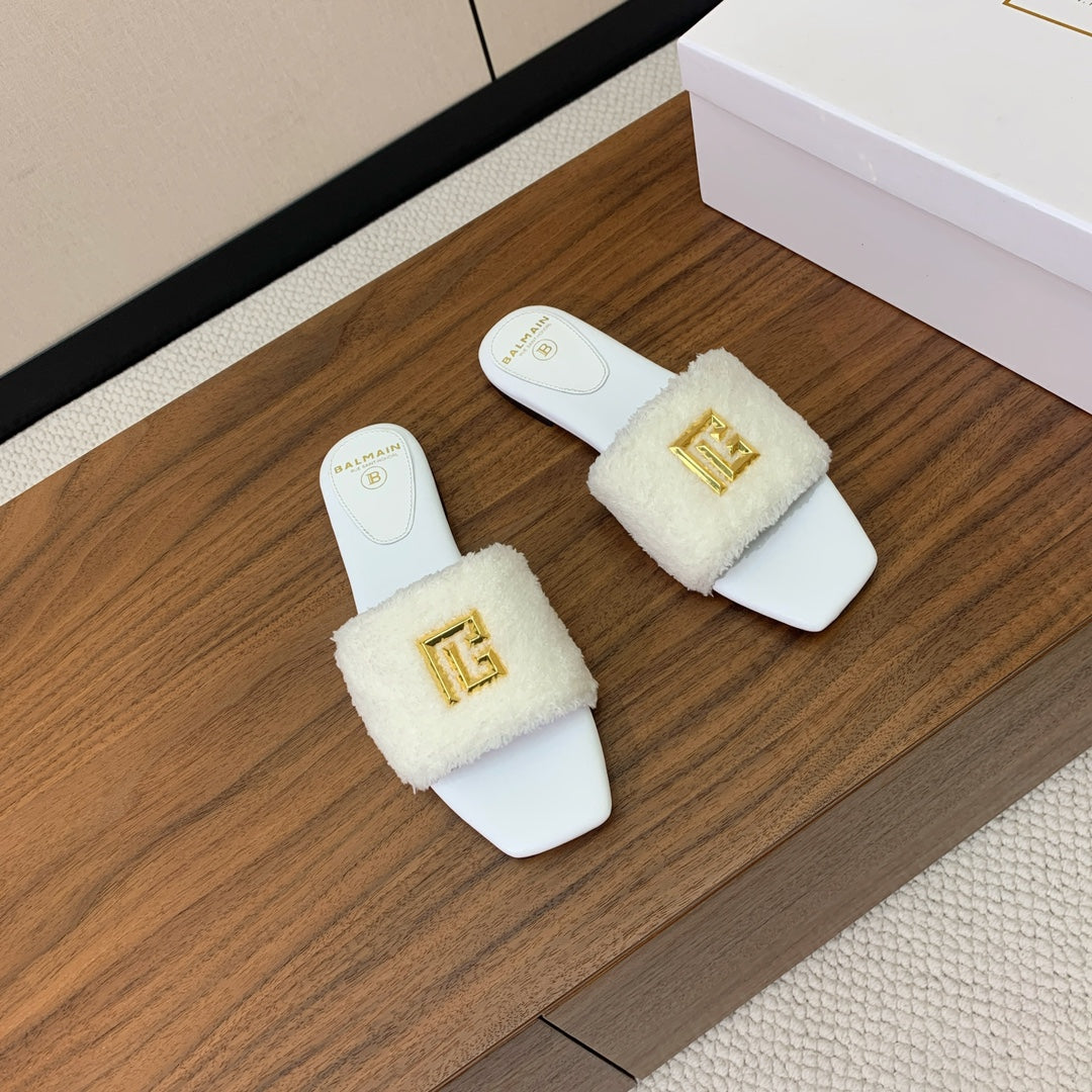 БОСОНІЖКИ BALMAIN 26S З БІЛОЇ ВОВНИ ТА ТЕЛЯЧОЇ ШКІРИ