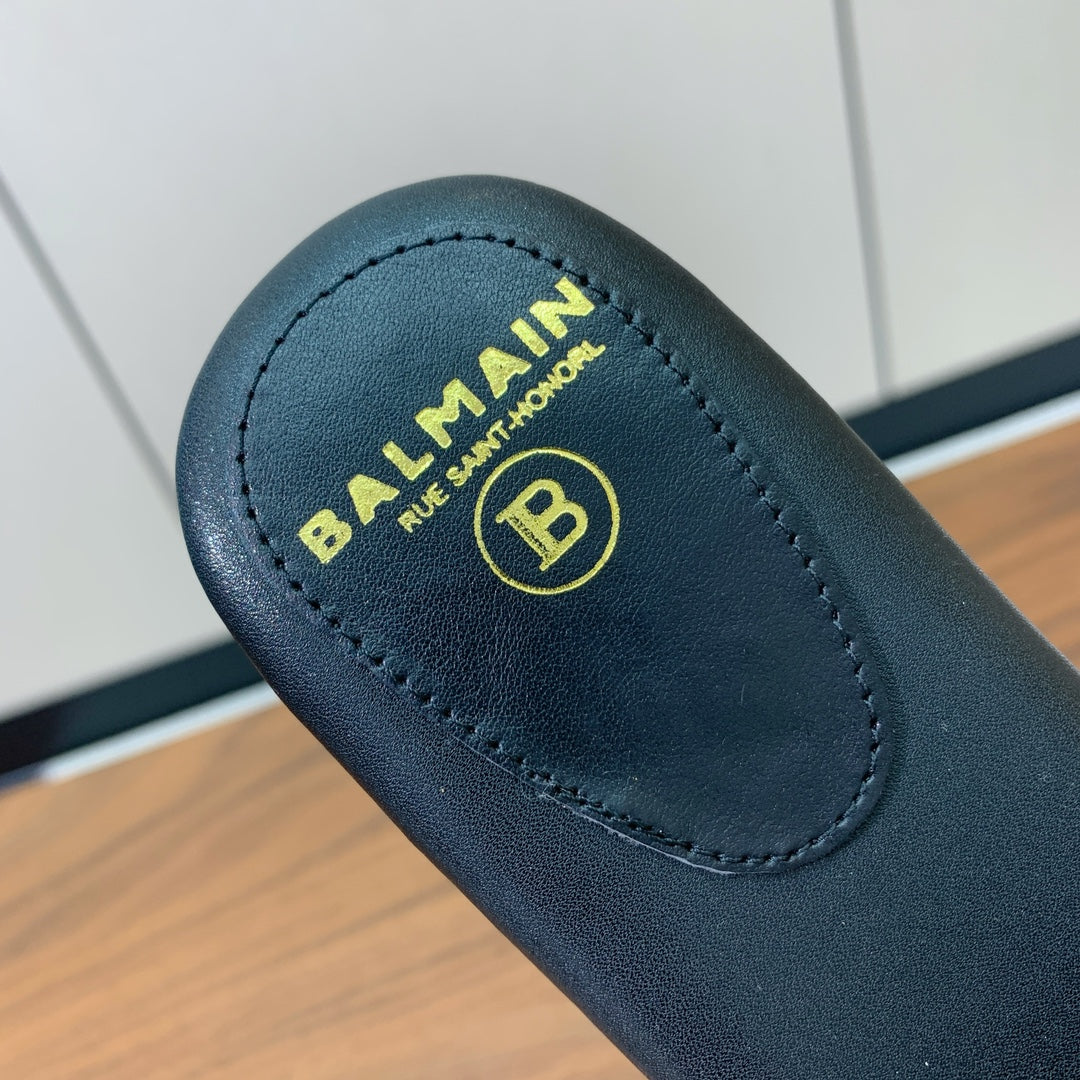 БОСОНІЖКИ BALMAIN 26S З ЧОРНОЇ ВОВНИ ТА ТЕЛЯЧОЇ ШКІРИ