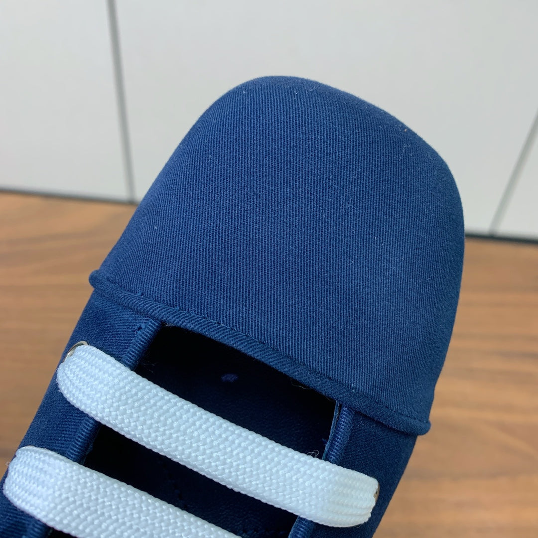 LACE-UP HIGH SHOES IN NAVY BLUE CANVAS - 35