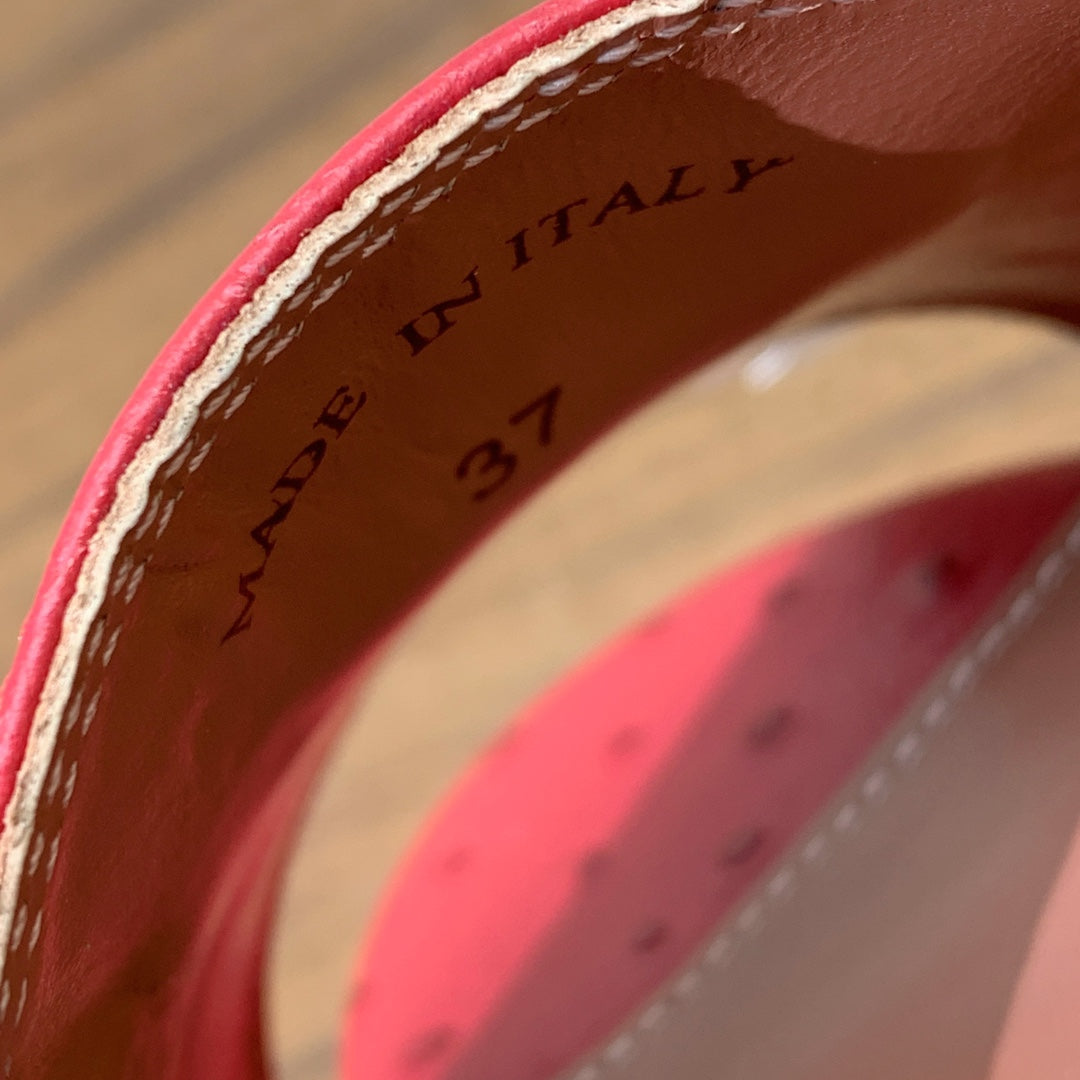 FLAT SLIPPERS IN RED LAMBSKIN OSTRICH SKIN - 34