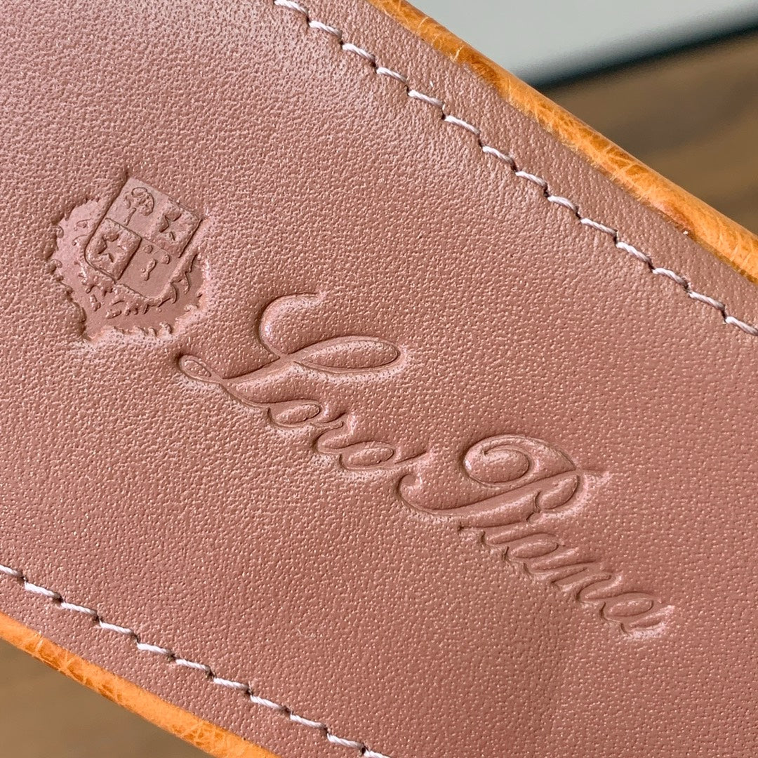 FLAT SLIPPERS IN ORANGE LAMBSKIN OSTRICH SKIN - 34