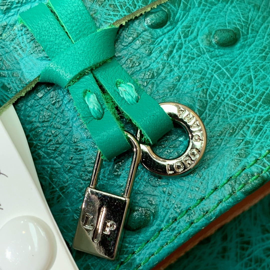 HIGH HEEL IN TEAL GREEN LAMBSKIN OSTRICH SKIN - 34