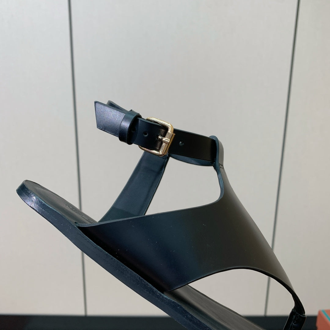 FLIP FLOPS SANDAL IN BLACK CALFSKIN - 35