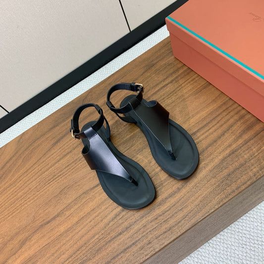 FLIP FLOPS SANDAL IN BLACK CALFSKIN - 35