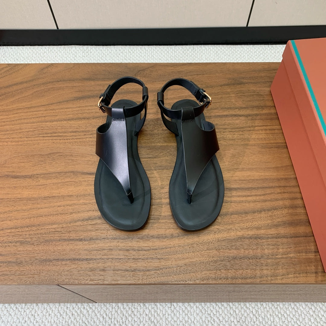 FLIP FLOPS SANDAL IN BLACK CALFSKIN - 35