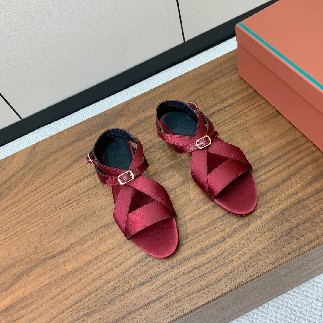 SANDALS IN RUBY RED SATIN - 35