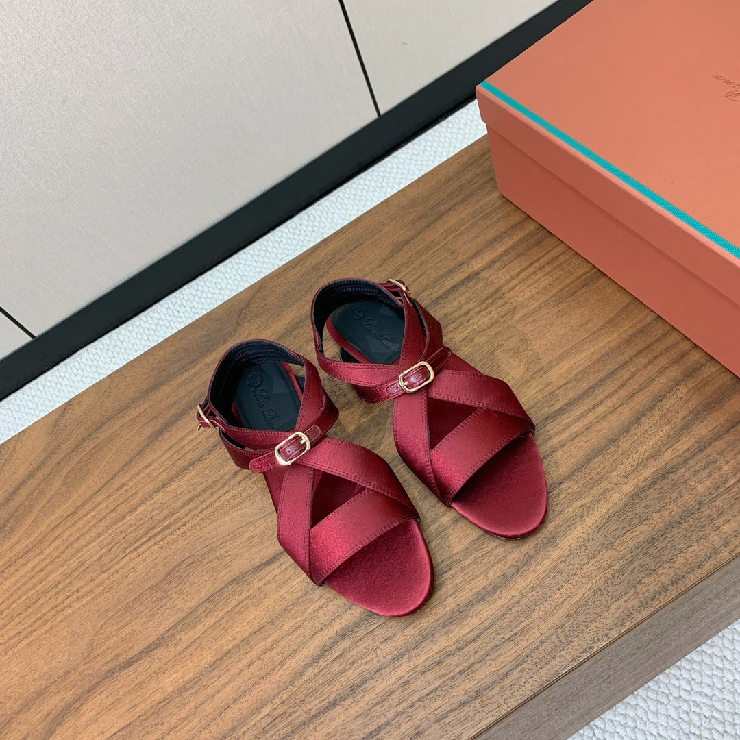 SANDALS IN RUBY RED SATIN - 35