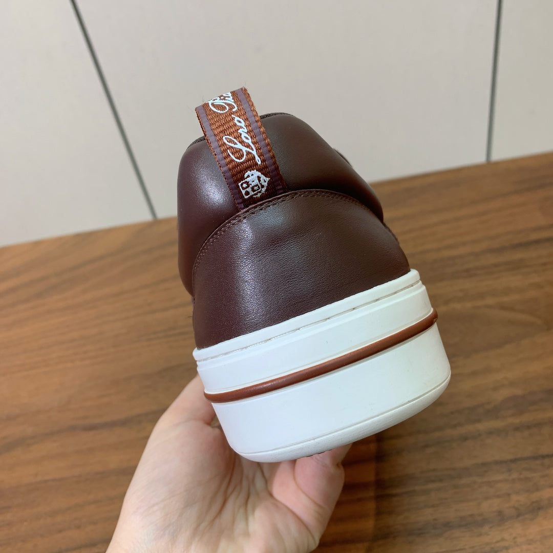 LP SNEAKERS IN AUBURN BROWN CALFSKIN WHITE SOLE - 35
