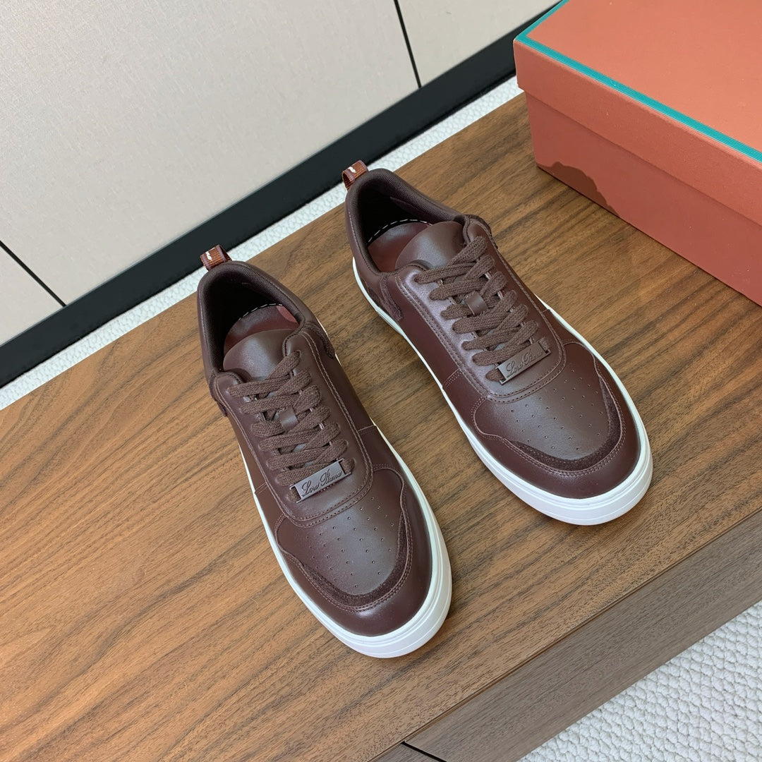 LP SNEAKERS IN AUBURN BROWN CALFSKIN WHITE SOLE - 35