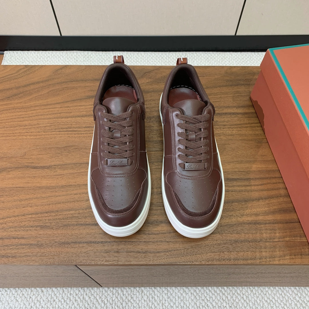 LP SNEAKERS IN AUBURN BROWN CALFSKIN WHITE SOLE - 35