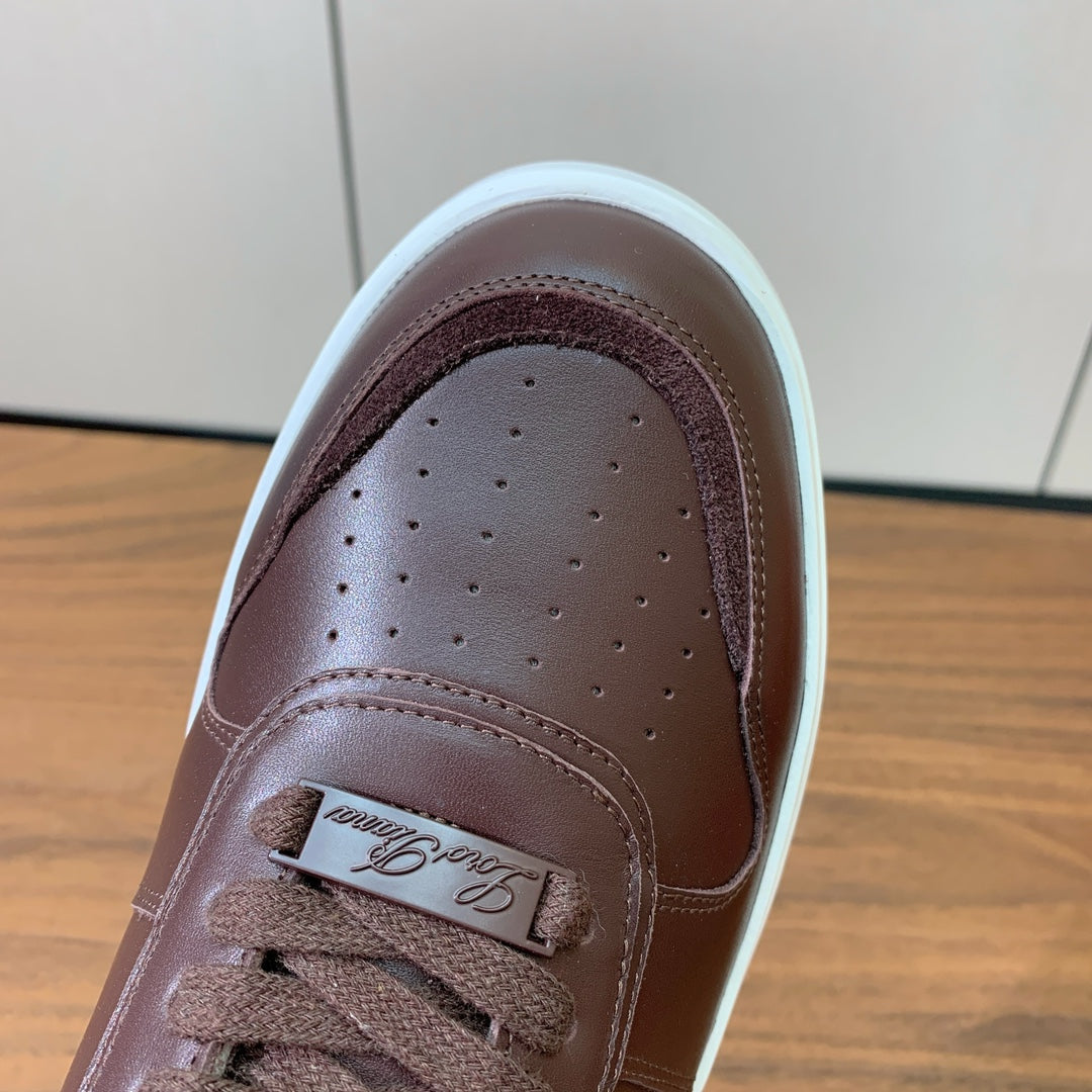 LP SNEAKERS IN AUBURN BROWN CALFSKIN WHITE SOLE - 35