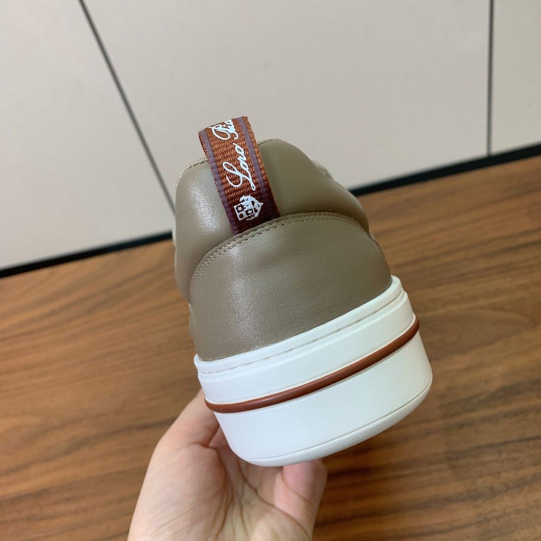LP SNEAKERS IN STONE BROWN CALFSKIN WHITE SOLE - 35