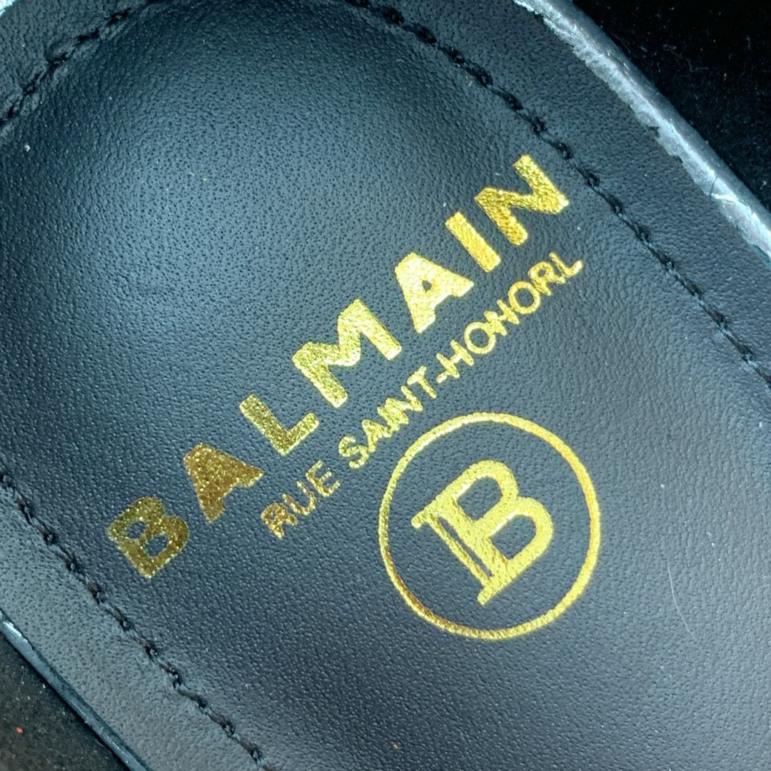 BALMAIN 25S SQUARE STRAP HIGH HEELS 100MM IN SILVER CALFSKIN - 36