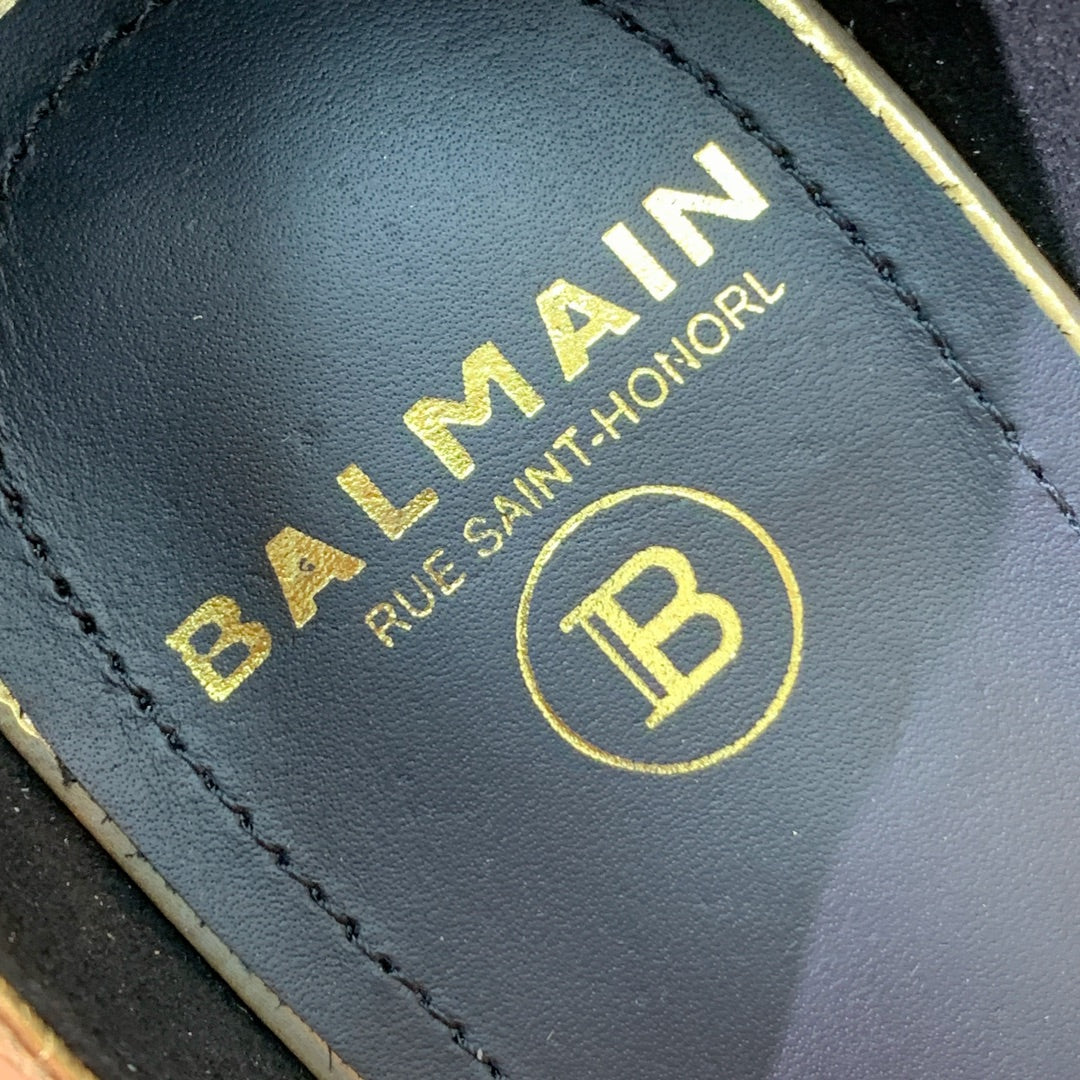 BALMAIN 25S SQUARE STRAP HIGH HEELS 100MM IN GOLD CALFSKIN - 36