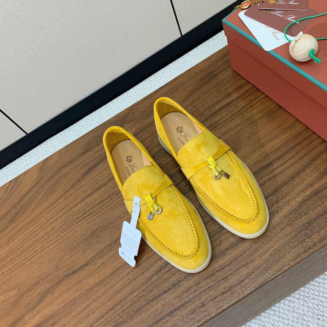 LP LOAFERS 25S IN YELLOW CASHMERE WITH SILVER HARDWARE - 34
