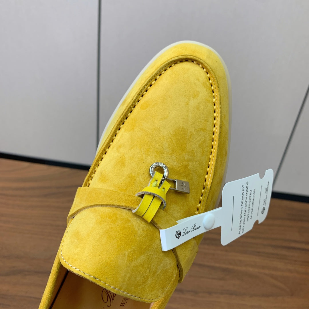 LP LOAFERS 25S IN YELLOW CASHMERE WITH SILVER HARDWARE - 34