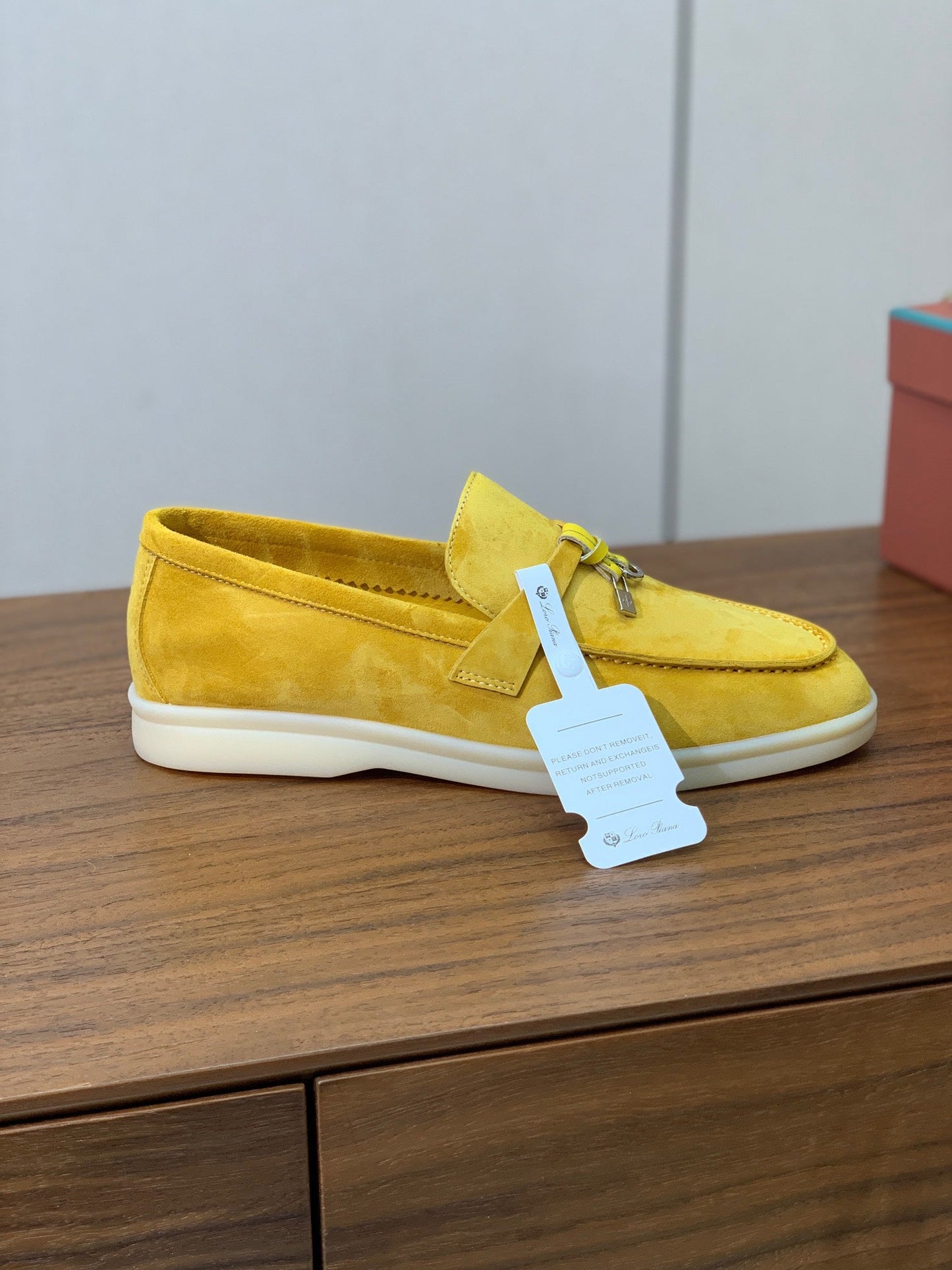 LP LOAFERS 25S IN YELLOW CASHMERE WITH SILVER HARDWARE - 34