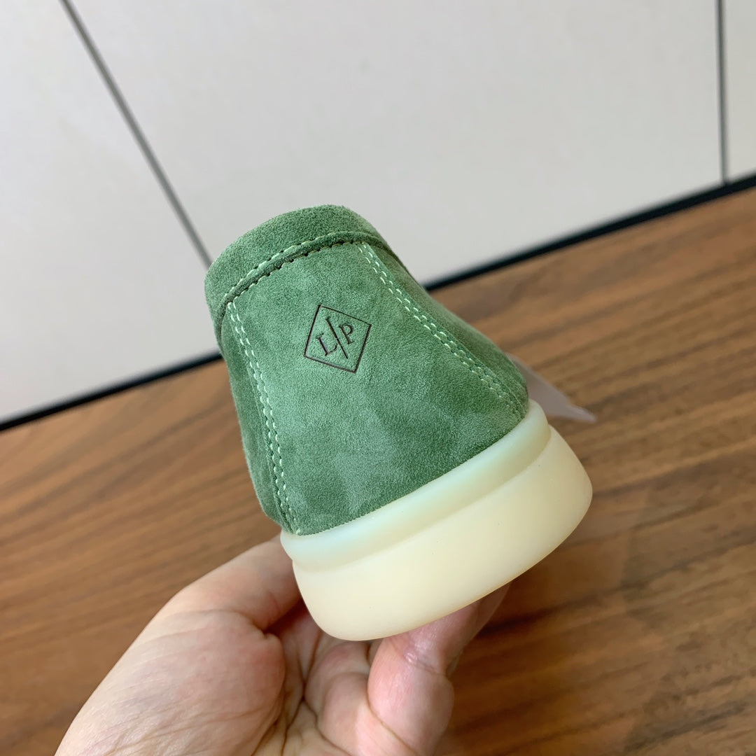 LP LOAFERS 25S IN LIGHT GREEN CASHMERE WITH SILVER HARDWARE - 34