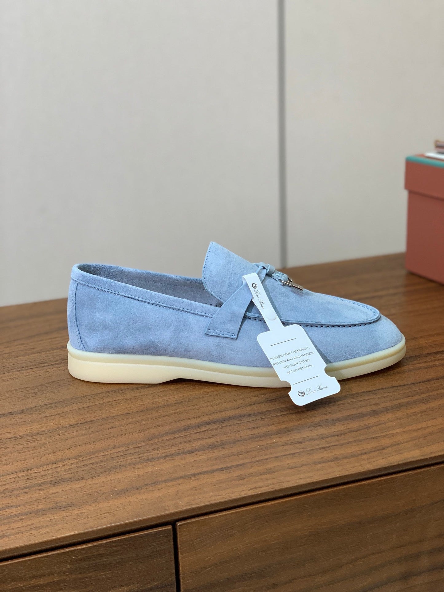 LP LOAFERS 25S IN SKY BLUE CASHMERE WITH SILVER HARDWARE - 34