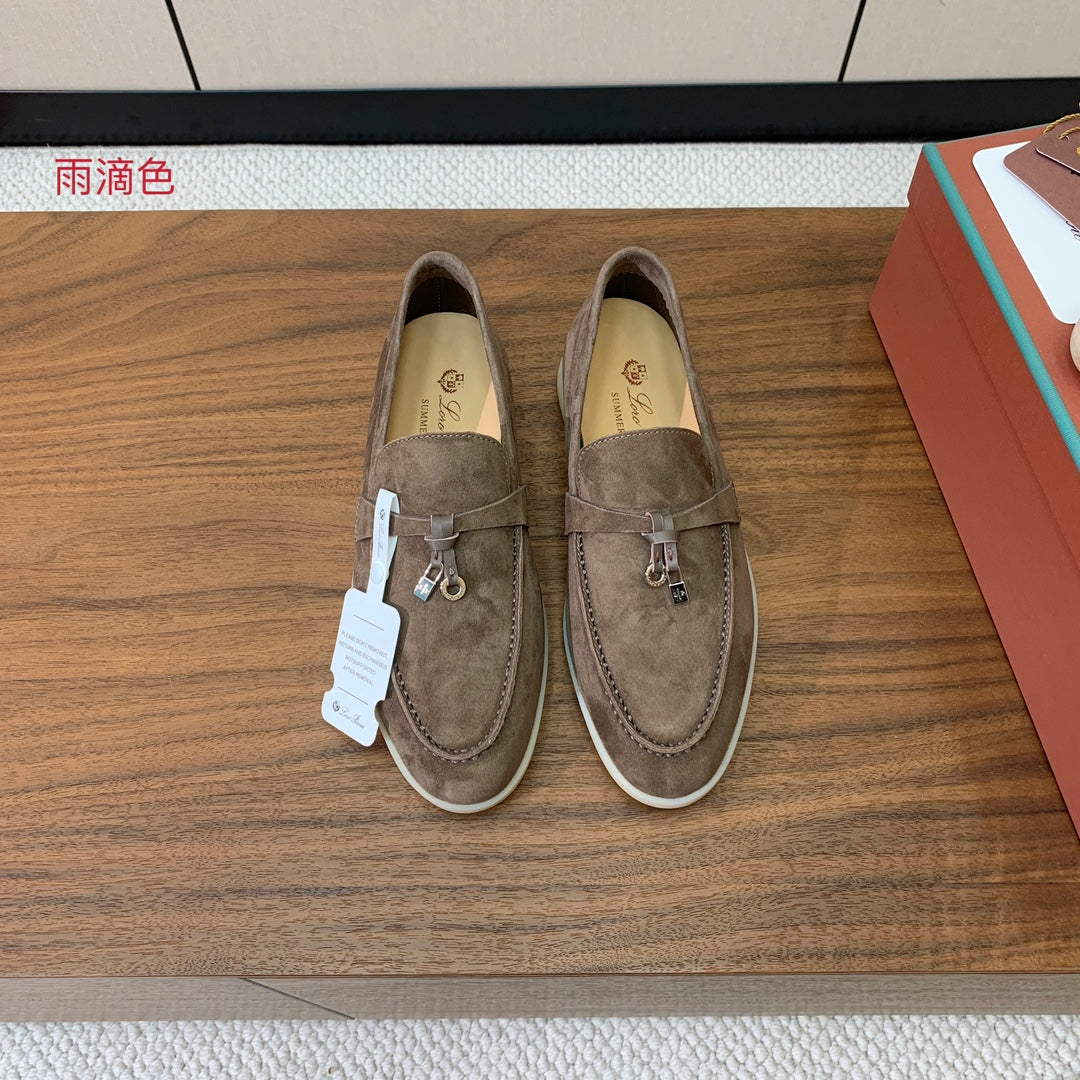 LP LOAFERS 25S IN ASH BROWN CASHMERE WITH SILVER HARDWARE - 34