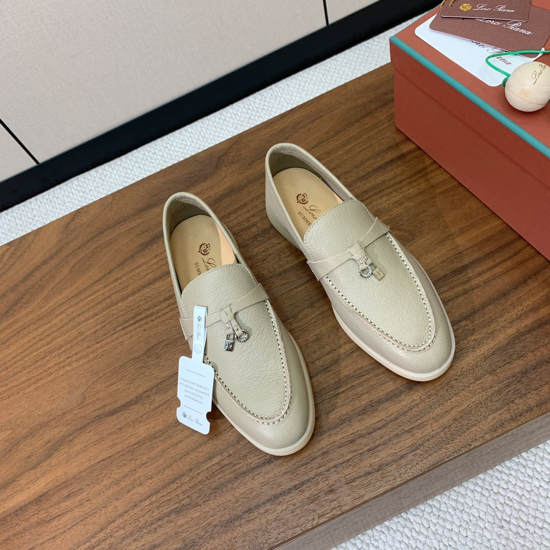 LP LOAFERS 25S IN MOSS GRAY LAMBSKIN WITH SILVER HARDWARE - 34