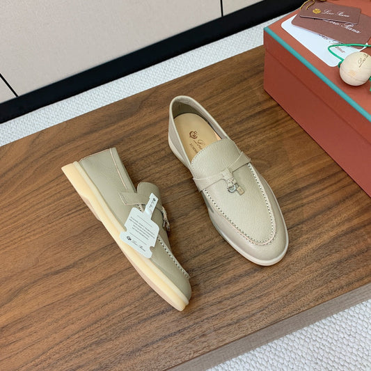 LP LOAFERS 25S IN MOSS GRAY LAMBSKIN WITH SILVER HARDWARE - 34