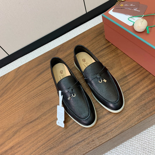 LP LOAFERS 25S IN BLACK LAMBSKIN WITH SILVER HARDWARE - 34