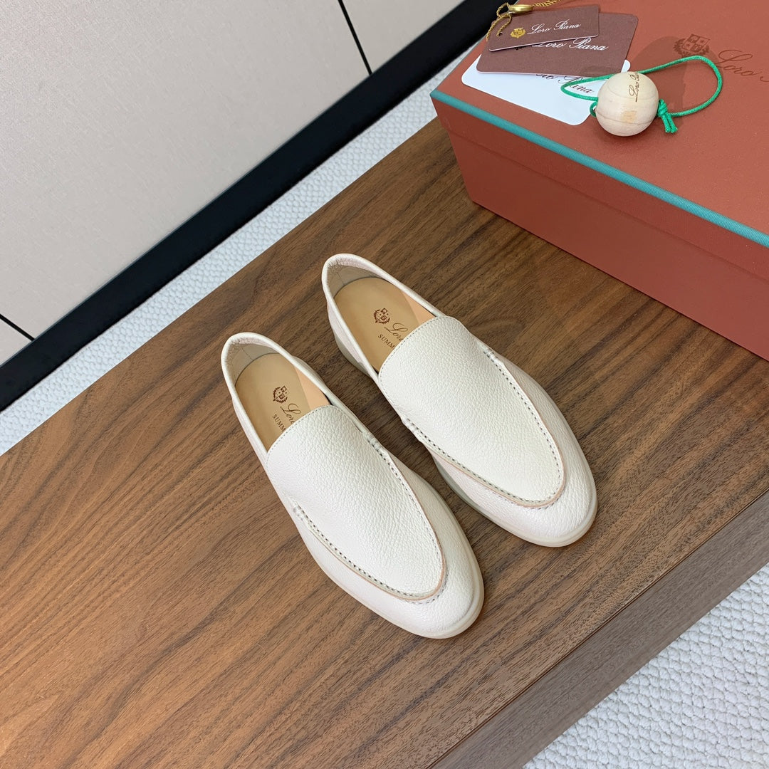 LP LOAFERS 25S IN CREAM WHITE LAMBSKIN - 34