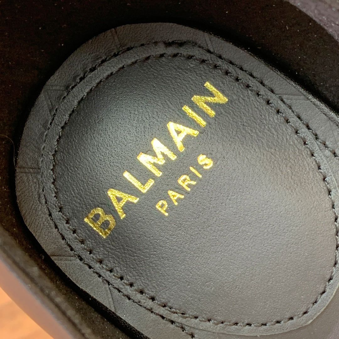 Босоніжки BALMAIN 26S на підборах 95 мм з чорної телячої шкіри із золотистою фурнітурою