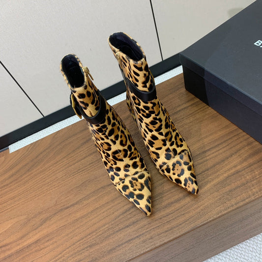 ЧОБОТИ BALMAIN 26S 95 ММ З ХУТРА ПОНІ З ЛЕОПАРДОВИМ ПРИНТОМ