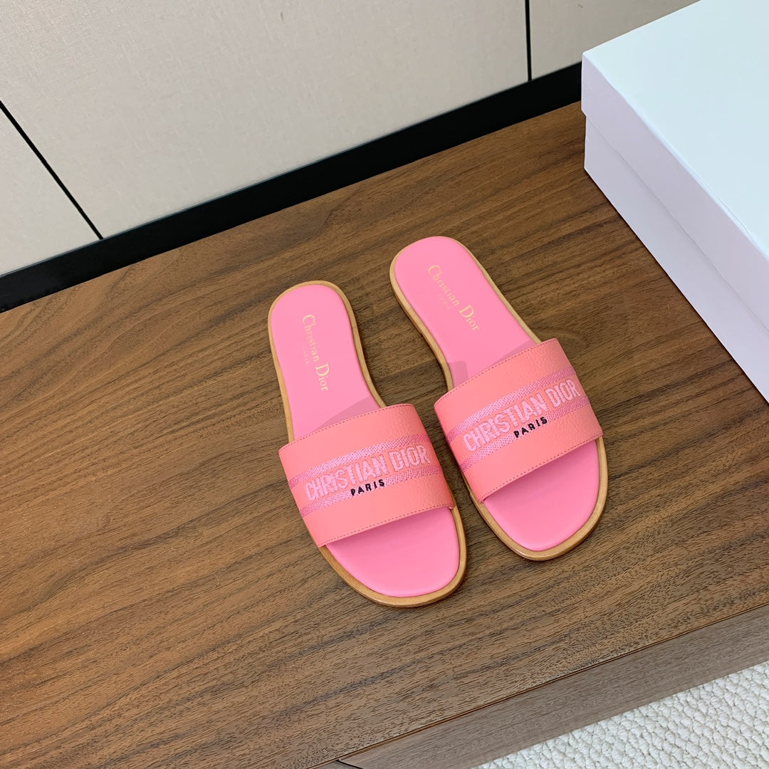 DIOR 25S DWAY SLIDE IN PINK CALFSKIN - 34