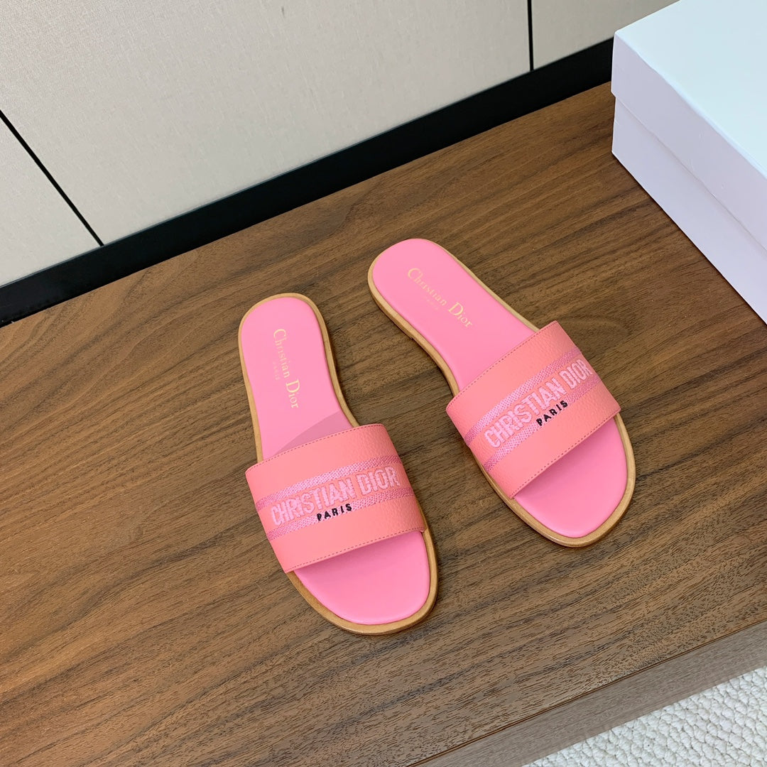 DIOR 25S DWAY SLIDE IN PINK CALFSKIN - 34