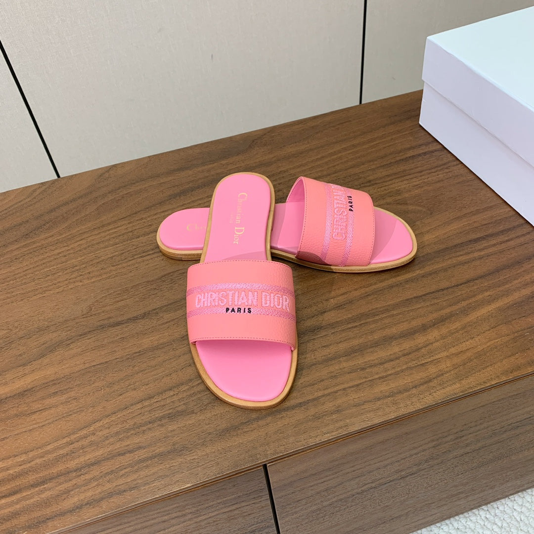 DIOR 25S DWAY SLIDE IN PINK CALFSKIN - 34