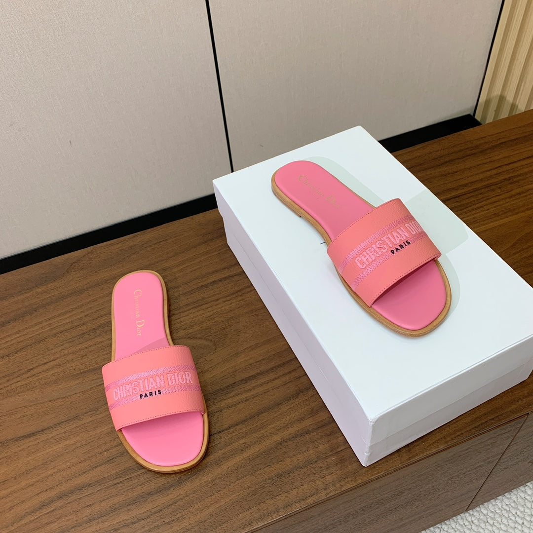 DIOR 25S DWAY SLIDE IN PINK CALFSKIN - 34