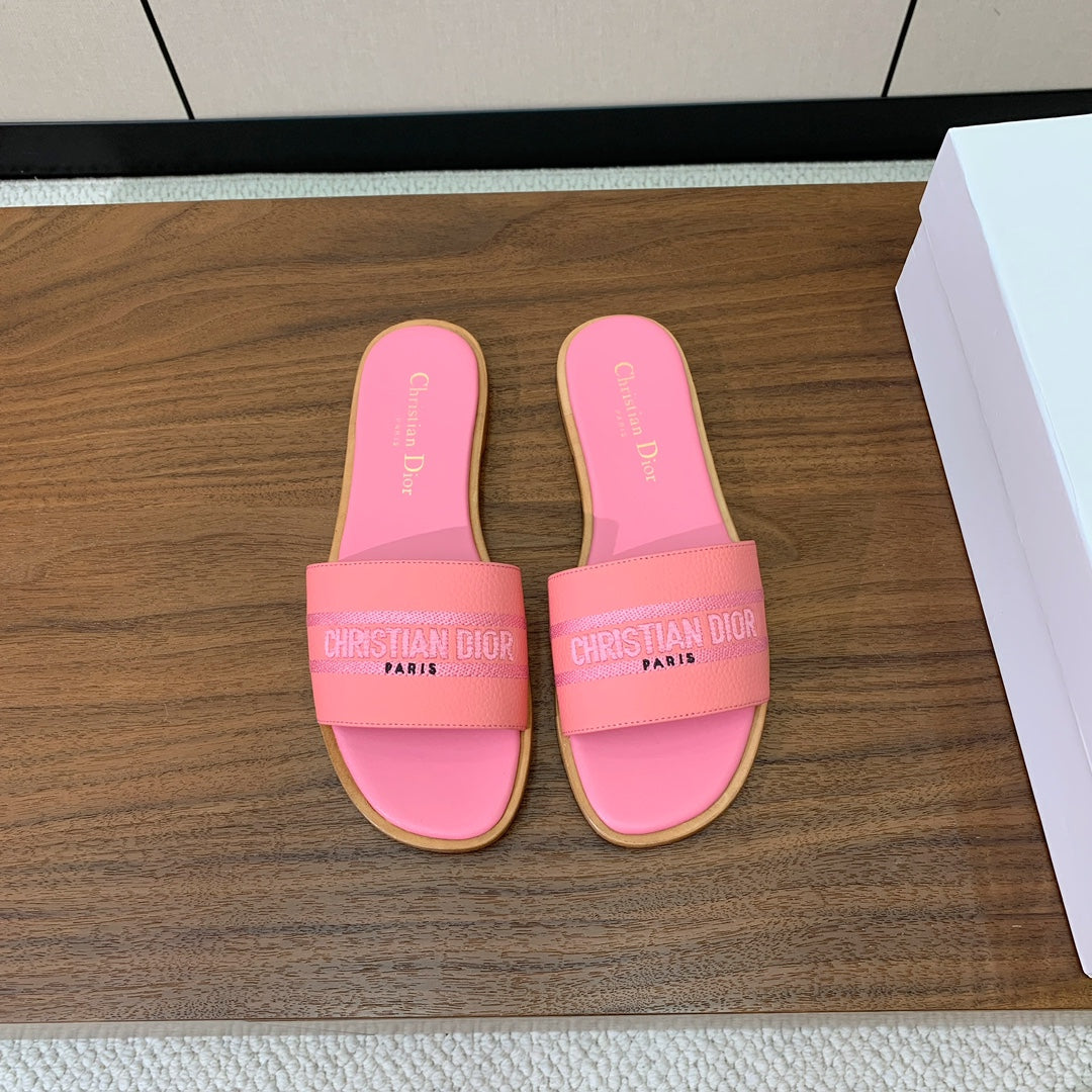 DIOR 25S DWAY SLIDE IN PINK CALFSKIN - 34