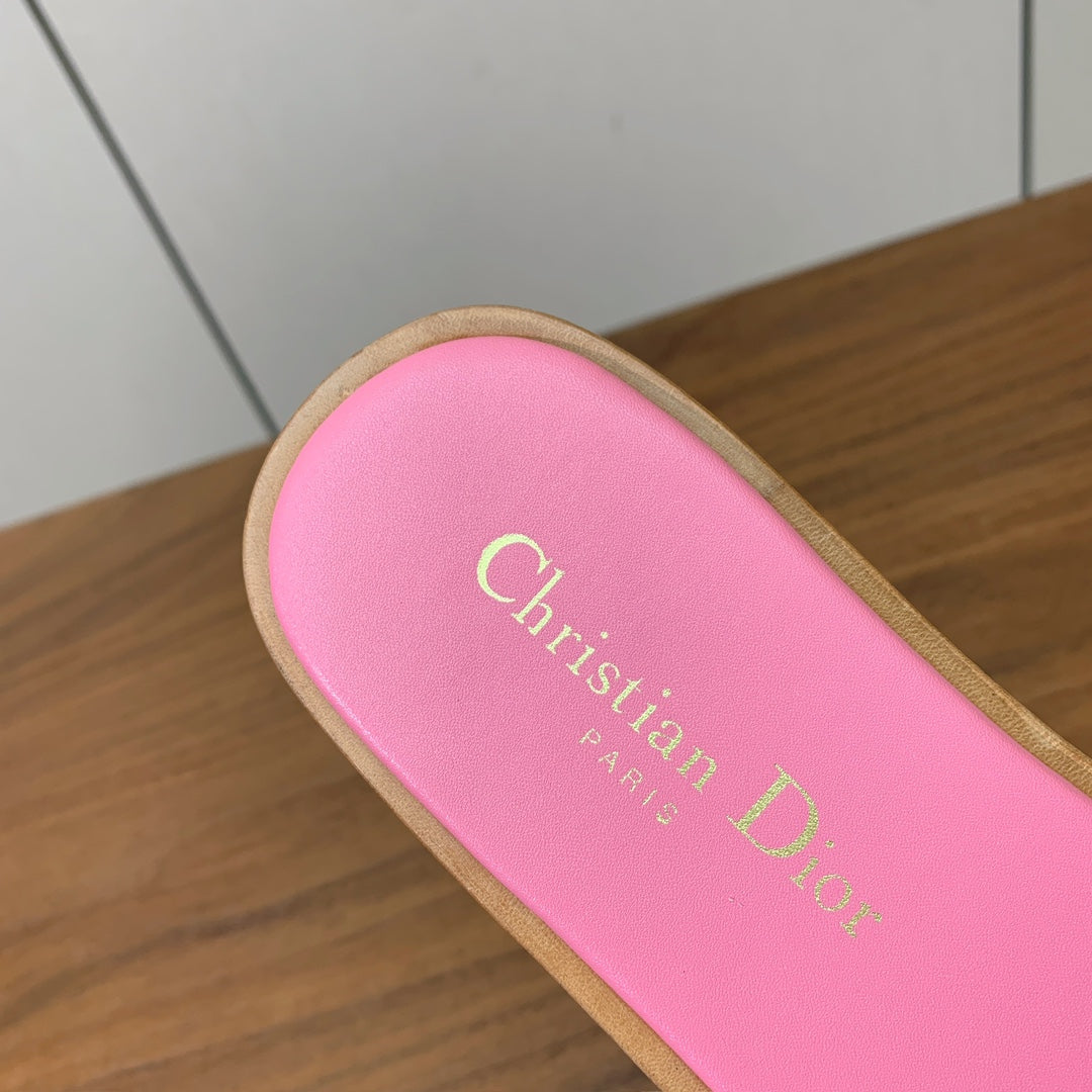 DIOR 25S DWAY SLIDE IN PINK CALFSKIN - 34