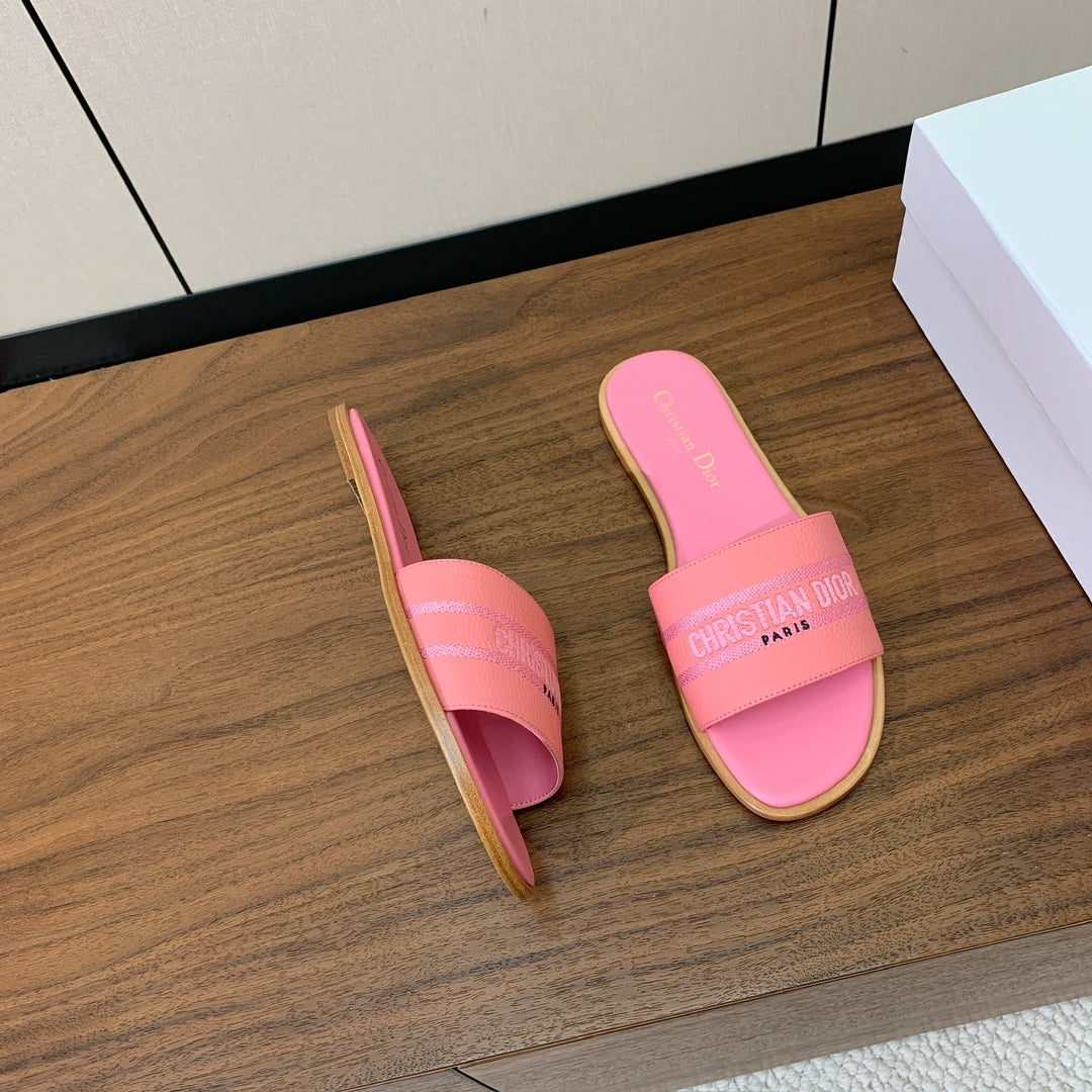 DIOR 25S DWAY SLIDE IN PINK CALFSKIN - 34