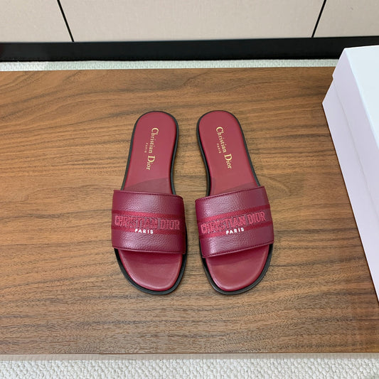 DIOR 25S DWAY SLIDE IN DARK RED CALFSKIN - 34