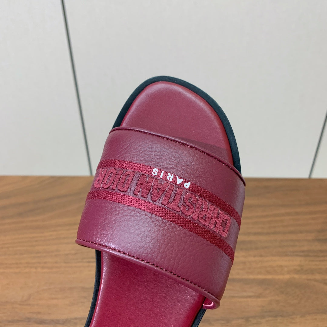 DIOR 25S DWAY SLIDE IN DARK RED CALFSKIN - 34